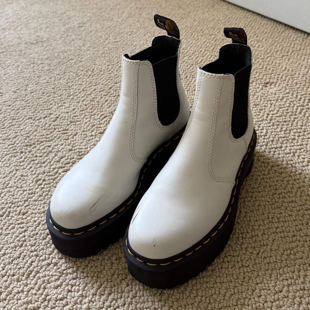 Dr. Martens White Chelsea Boots